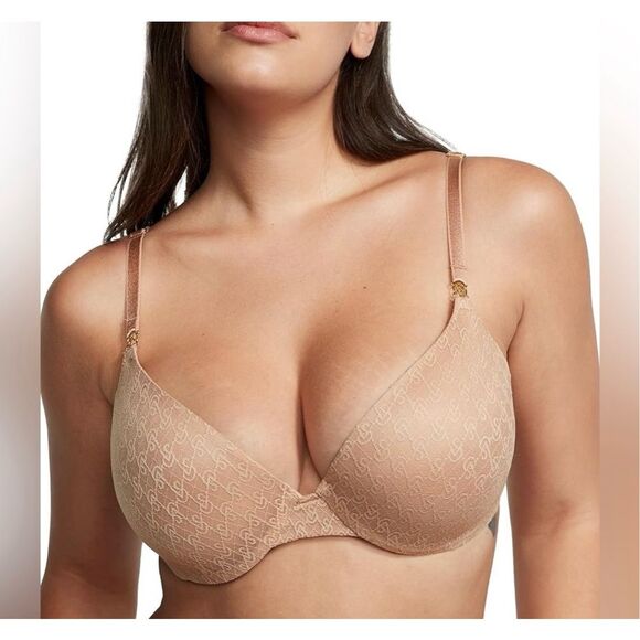 Victoria’s Secret Icon Push Up Demi Bra Very Sexy Size 38D Lace‎ Praline Beige - Picture 1 of 10